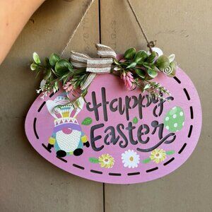 Easter Wooden Egg Hanging Decor Plaque With LED Lights